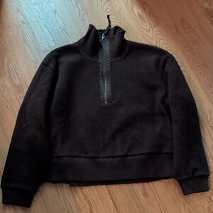 Varley Roselle Half Zip Brown Sherpa Half-Zip Pullover